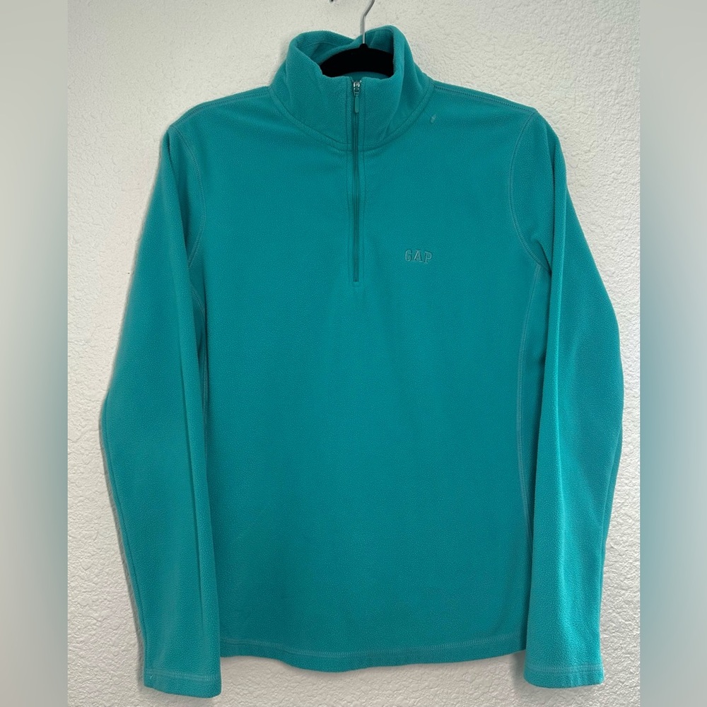 GAP Womens' Half-Zip Aqua Fleece-Lined Sweater  Size M